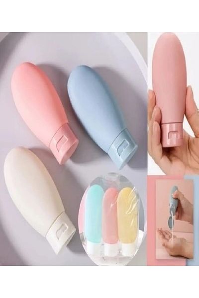lawrenceshop Refillable Bottle Cream Shampoo Multi-Purpose Travel Bottle Set of 3 Box Transparent Bag Gift
