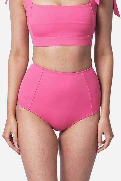 BRNCY Partea de jos de bikini cu talie înaltă roz