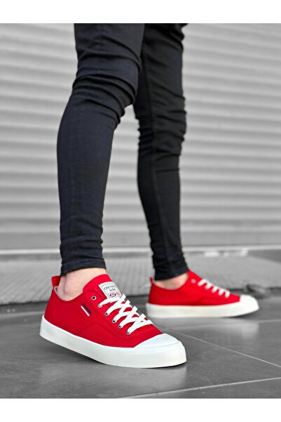 BOA Red Linen Men's Casual Shoes - BOA Comfortable Flat Sole, Lace-up