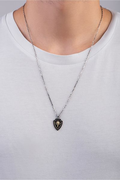 So CHIC... North Star Oxidized Silver 65 cm Men's Necklace