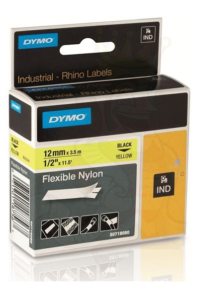 X Reklam Bilişim Dymo Rhinopro Flexible Nylon 12Mmx3,5M Yellow-Black