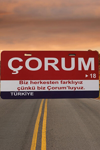 wonderlike Çorum Yazılı Dekoratif Plaka - Sarı Renk Araç İçi Cam Süsü ve Ofis...