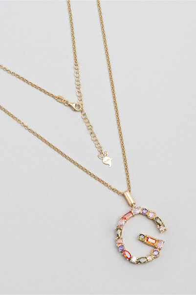 So CHIC... G Harfi Günışığı Renkli 18 Ayar Sarı Altın Kaplama Gümüş Kolye