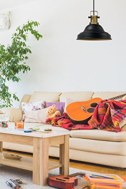 Bamyum Ulmete Siyah Tekli Sarkıt Avize Salon Ofis Otel Restoran Avizeleri Vintage Tasarım