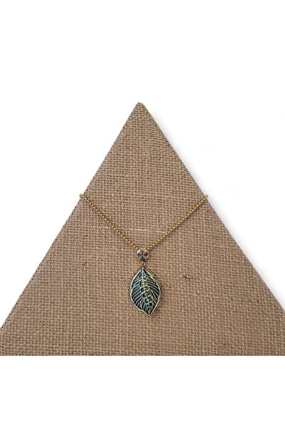 Hedea Waterfall Leaf Rice Tile Stone Steel Chain Necklace