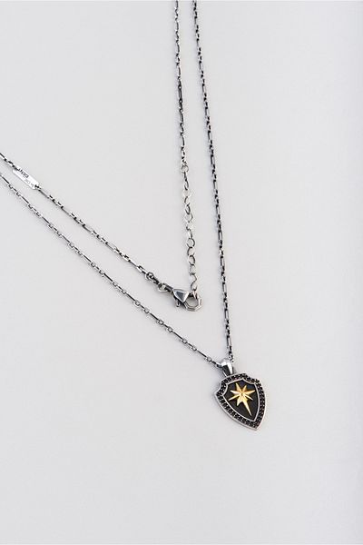 So CHIC... North Star Oxidized Silver 65 cm Men's Necklace