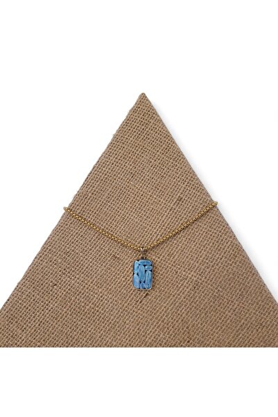 Hedea Moonlight Stone Rice Tile Stone Steel Chain Necklace