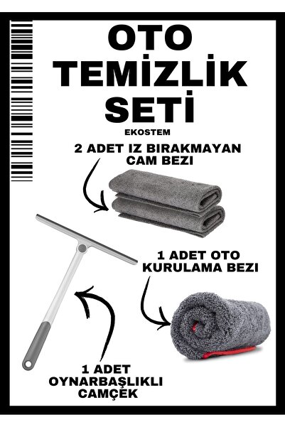 Ekostem OTO TEMİZLİK SETİ - 1 Oynarbaşlıklı Silikon Camçek - 2 İz Bırakmayan ...