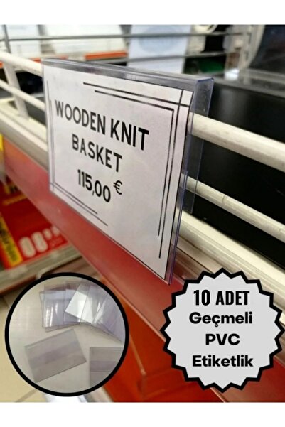 Özfiliz Mağaza Ekipmanları 10 Adet Pvc Şeffaf Etiketlik 10x7 Cm Tele Cama Geç...