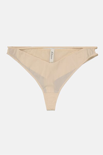 Etam Women Plain Pull On Tanga Panty, Beige