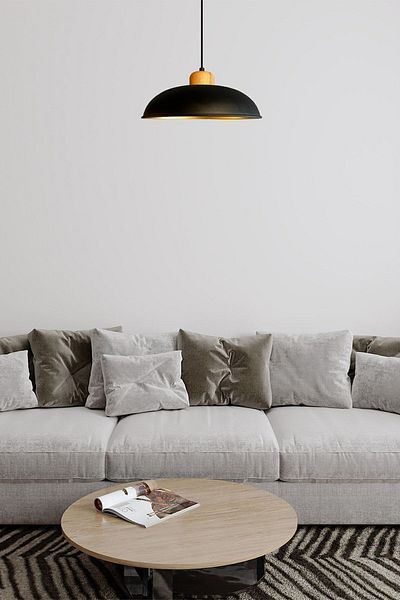 Bamyum Black Lungo - Large Wooden Head Single Chandelier Pendant Lamp Restaurant Living Room Lighting