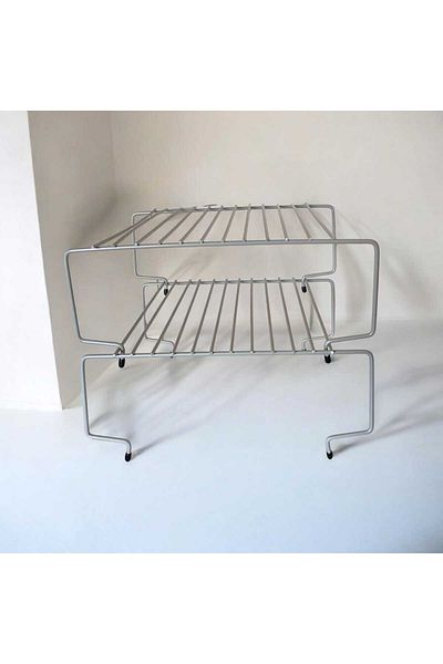 EceAksesuar Blue Colored 2-Tier Organizer Shelf - Cup and Organizing Shelf, Countertop Metal Shelf