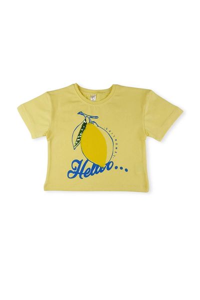 difa kids Lemon Glittering Sequin Embroidered Summer Girl's Top and Bottom Set