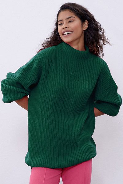 SHERIN Green Long Tube Sweater
