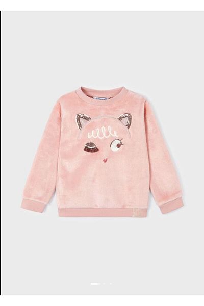 MAYORAL Girl's Soft Velvet Cotton Sweater - Powder 4402