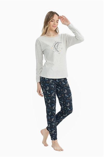 U.S. Polo Assn. Η.Π.Α. Polo Assn. Σετ πιτζάμες 17118 Moon Star με μακρυμάνικο σχέδιο με ελαστικά πόδια
