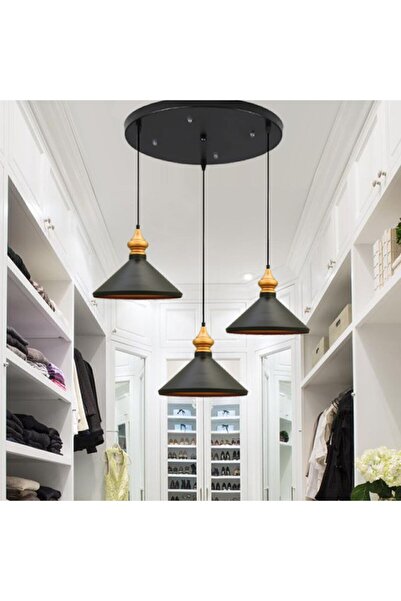 Bamyum Üçlü Siyah Circle Sarkıt Sarkıt Lamba Yemek Masası Oturma Odası Mutfak Salon Otel Showroom