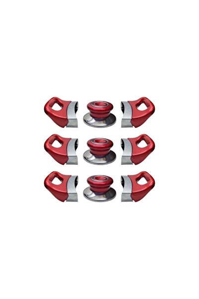 Nalburkent Kırmızı Tencere Tava Yan Kulpları ve Kapak Kulpu Seti - 3 Set