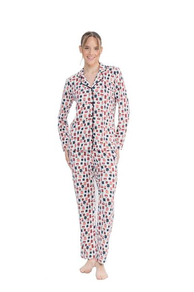 U.S. Polo Assn. Us Polo Assn. 17111 New Year's Gift Package Patterned Long Sleeve Neck Buttoned Shirt Pajamas Set