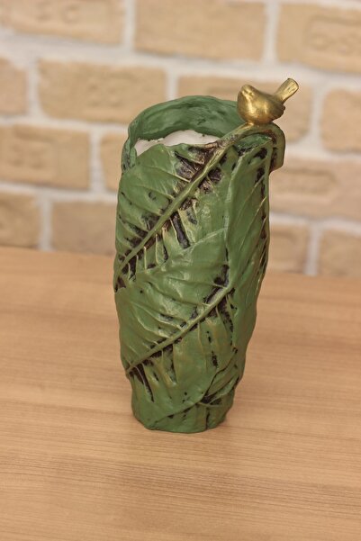 MG Polyester Bird Leaf Pattern Gold Leaf Vase 28,5cm