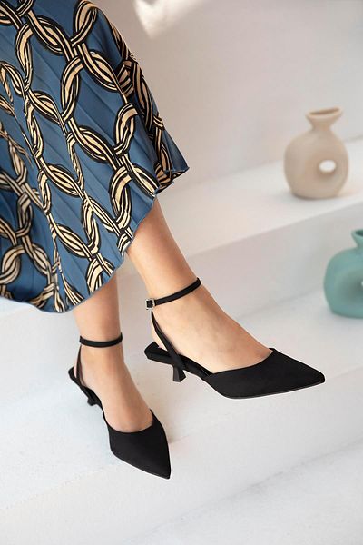 STRASWANS Rocco Women's Heeled Fabric Sandals Black