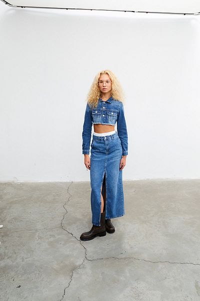 VATKALI Kurz geschnittene Jeansjacke mit Ösen