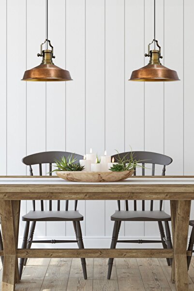 Bamyum Bakır Asaletli Eskitme Başlık Retro Sarkıt Lamba Restoran Salon Aydınlatma