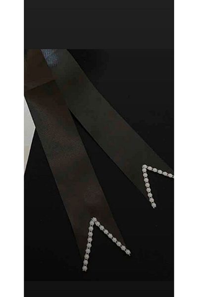 Hobigram Black Plain Pearl Jewelry Ribbon, Bride Groom Wedding Henna Night Width 6 cm Length 2 Meters