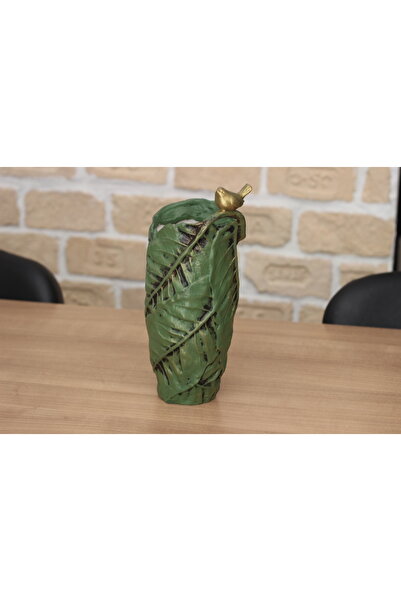 MG Polyester Bird Leaf Pattern Gold Leaf Vase 28,5cm