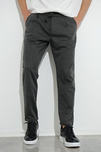 Oksit Carlino Men's Elastic Waist Double Leg Pique Fabric Men's Jogger Pants