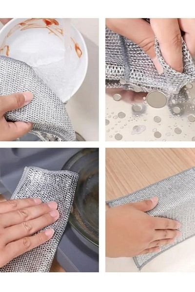 Viyalente 6Pcs Multifunctional Anti-Scratch Wire Dish Cloth Dish Wire Scrubbing Cloth Steel Wire Dish Towel
