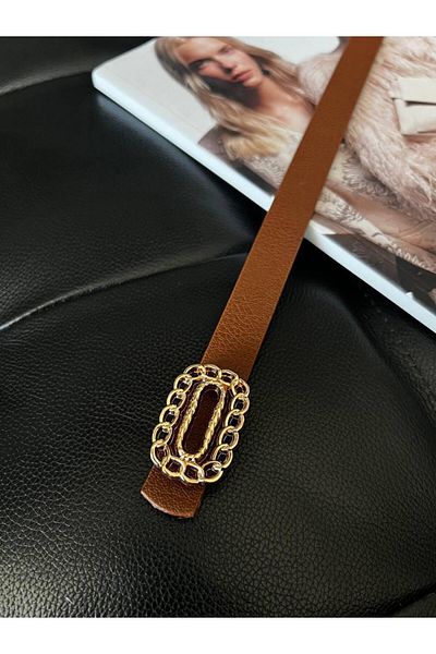 ZR Accessory Λεπτή γυναικεία ζώνη σε χρυσό χρώμα με αγκράφα, ζώνη παλτό, ζώνη πουκάμισου, ζώνη φορέματος