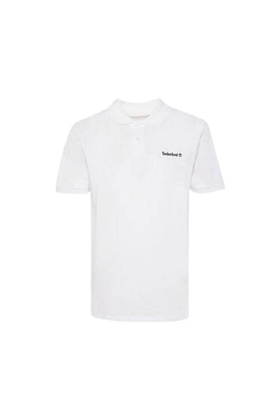 Timberland Μικρό Linear Logo Print Polo White Ανδρικό T-shirt