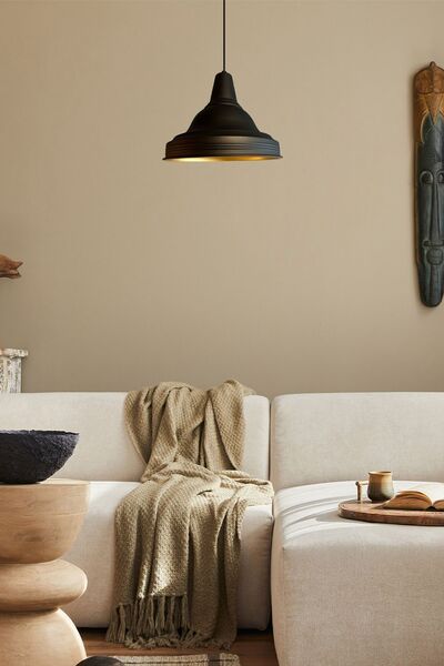 Bamyum Ulmete Siyah Metal Başlık Tekli Sarkıt Avize Salon Ofis Otel Restoran Avizeleri Vintage Tasarım