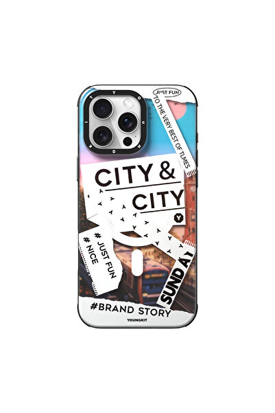 Youngkit iPhone 16 Pro Max Uyumlu Kılıf Magsafe Şarj Özellikli Youngkit A-City Serisi Kapak Beyaz