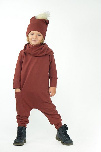 Catz Kids Гащеризон от пениран памук с канела и цип за гръб + яка