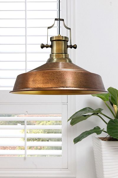 Bamyum Asletl Industrial Vintage Hängelampe  40 cm, Kupferfarbe Metall Pendelleuchte