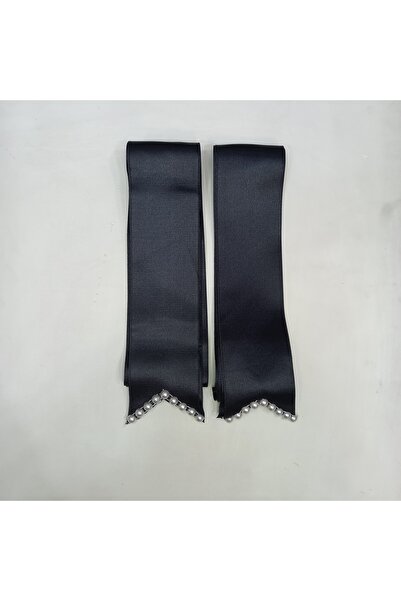 Hobigram Black Plain Pearl Jewelry Ribbon, Bride Groom Wedding Henna Night Width 6 cm Length 2 Meters