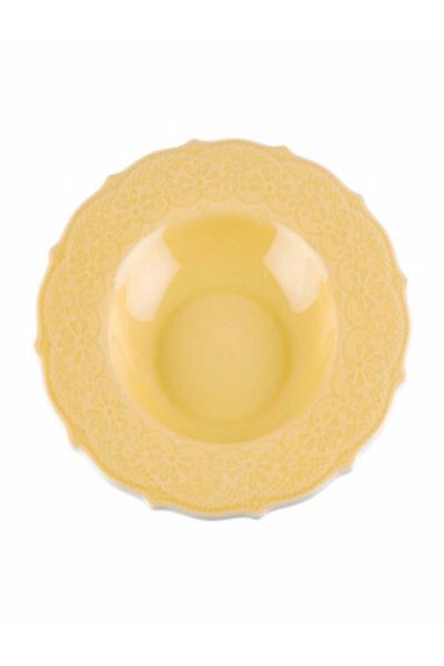 KANCAEV Lace Collection Soup Plate, 22cm. Yellow Sold as a Set of 2.