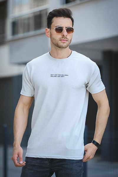 Oksit Ανδρικό μπλουζάκι Ft Dont Limit Printed Waffle Crew Neck Lycra Slim Fit