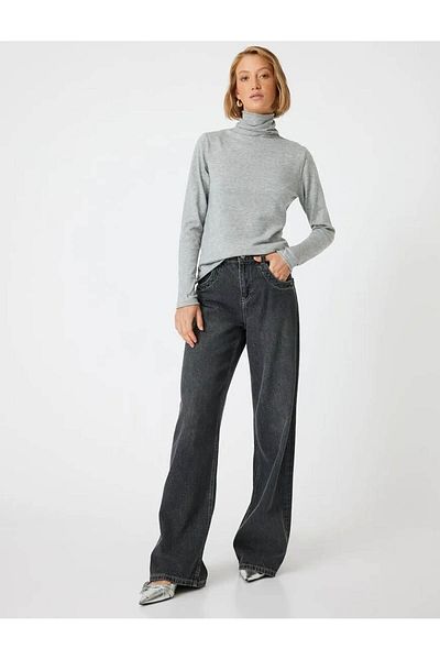 Koton Turtleneck kötött pulóver - hosszú ujjú, puha textúra