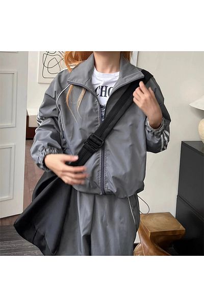 weywot Μπουφάν αλεξίπτωτου Bomber με γκρι συμμετρική ρίγα
