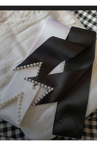 Hobigram Black Cream Plain Pearl Jewelry Ribbon Bride Groom Wedding Henna Night Material Width 6 cm Length 2 Meters