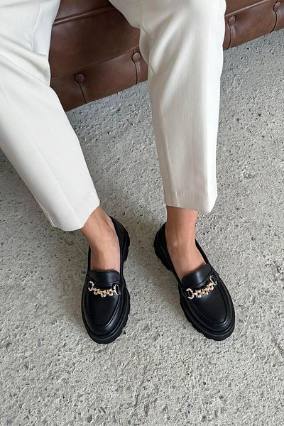 STRASWANS Sarabia Women's Moccasin Genuine Leather Shoes Black