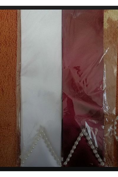 Hobigram Burgundy White Jewelry Ribbon with Pearls Bride Groom Wedding Henna Night Material Jewelry Ribbon with Pearls