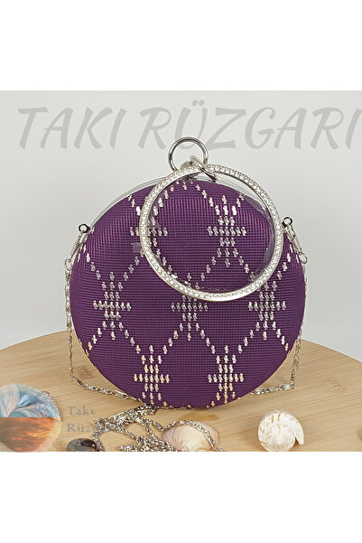 TAKI RÜZGARI Tel Kırma Abiye Çanta Yuvarlak Model