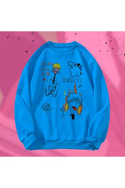Köstebek Anime Chainsaw Man : Denji - New Pochita Flowers (unisex) Μακρυμάνικο