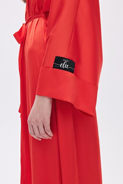 Feu De Elu Pomegranate Flower PatternedFrappantLong Satin Dressing Gown / Kimono