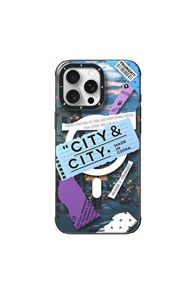 Youngkit iPhone 16 Pro Max Uyumlu Kılıf Magsafe Şarj Özellikli Youngkit A-City Serisi Kapak Mavi