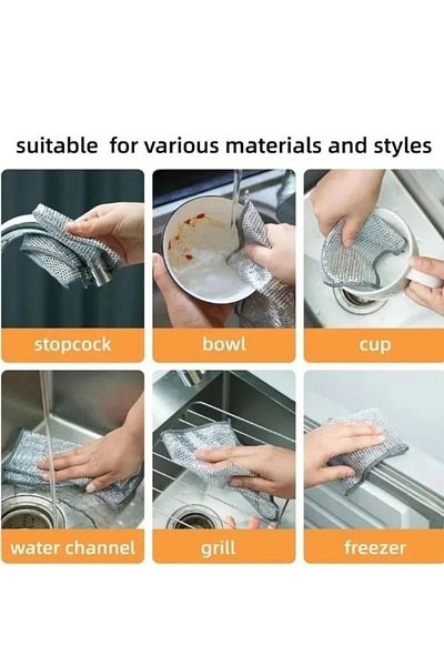 Viyalente 5Pcs Multifunctional Anti-Scratch Wire Dishcloth Dish Wire Scrubbing Cloth Steel Wire Dish Towel